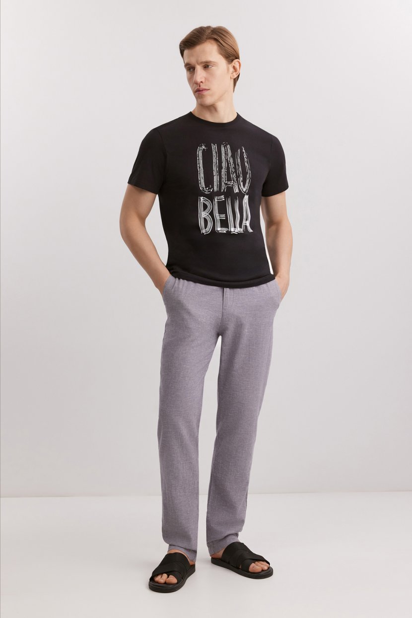 Брюки-джоггеры из смесового льна