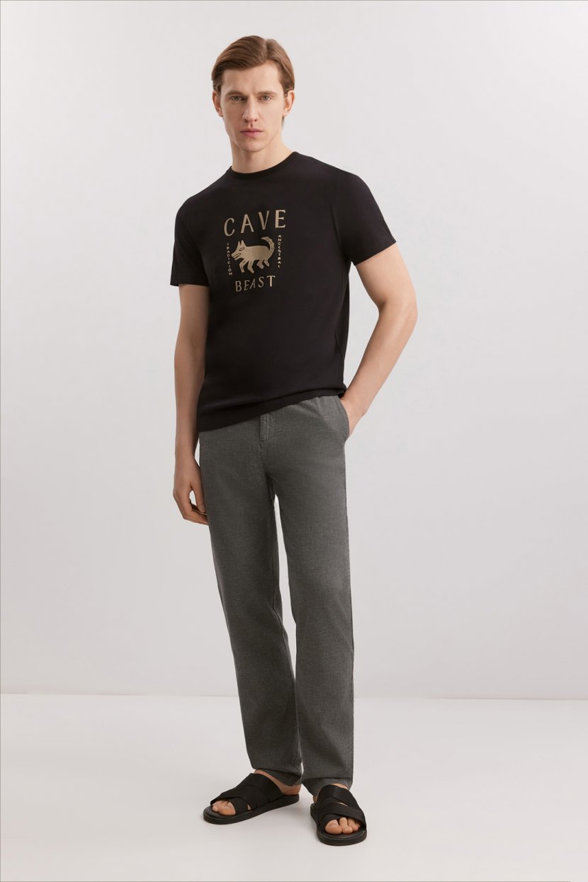 Брюки-джоггеры из смесового льна 3XL зеленый 7699₽