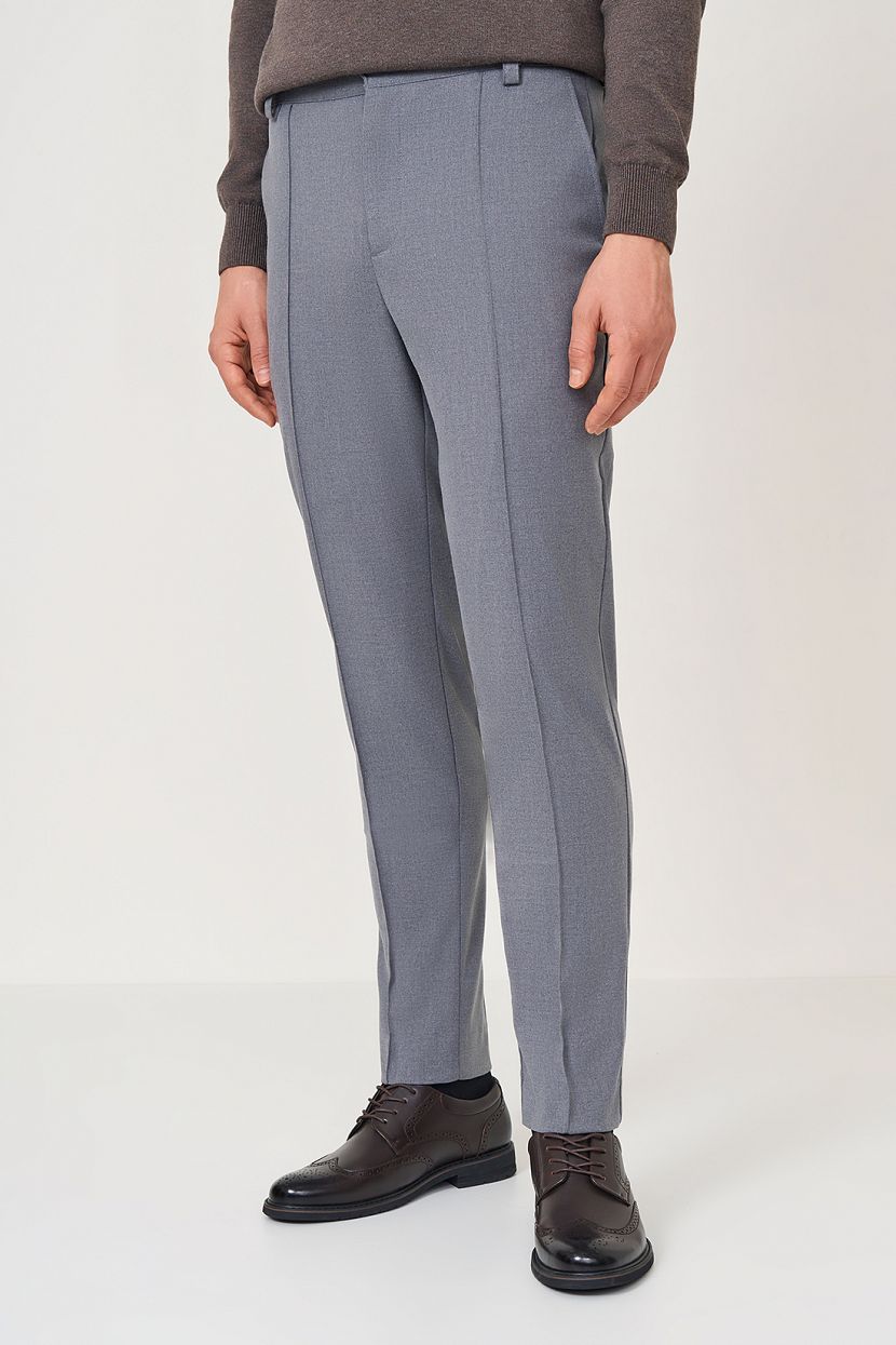 Зауженные брюки со стрелками, L, серый