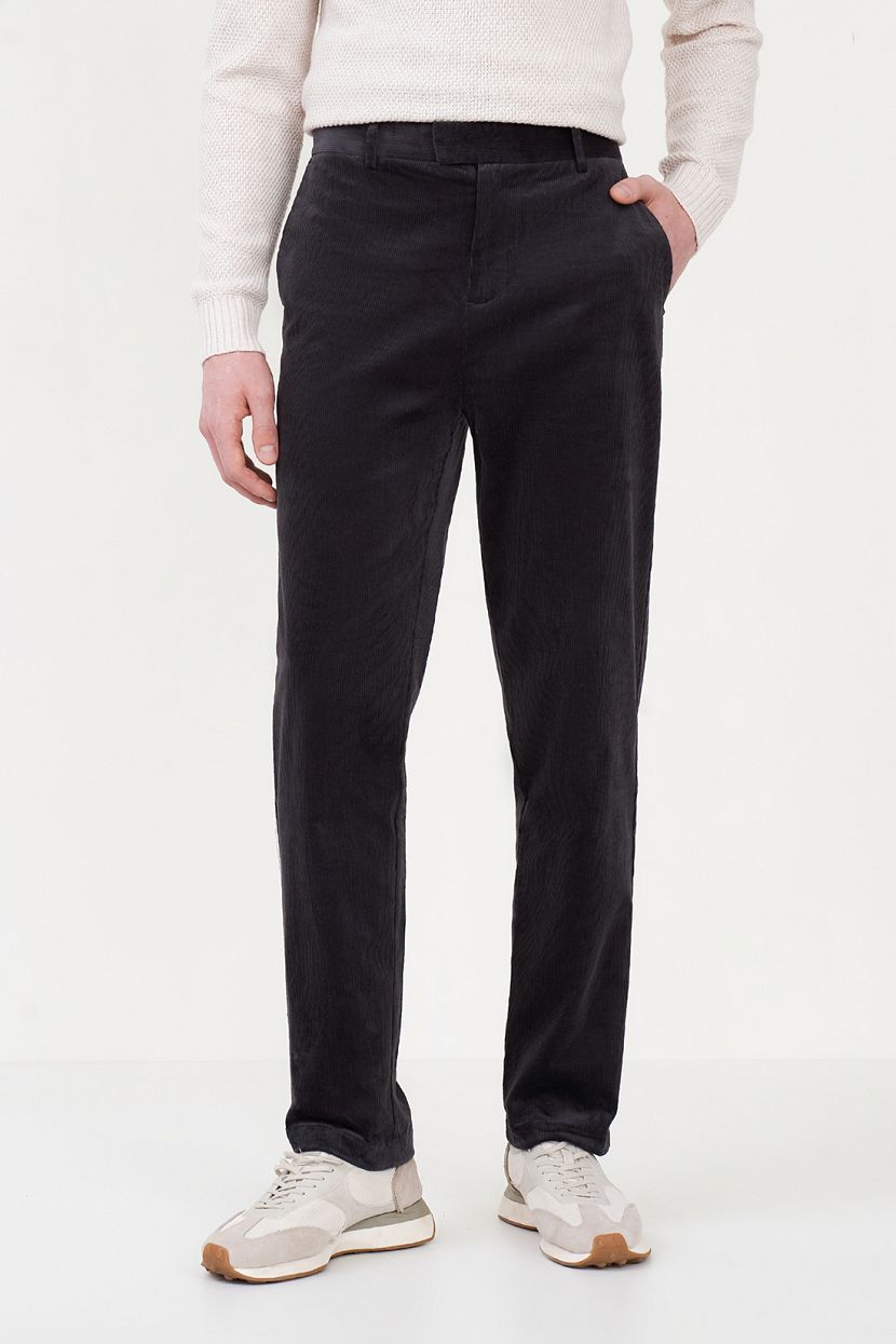 Зауженные брюки из вельвета, 3XL, серый