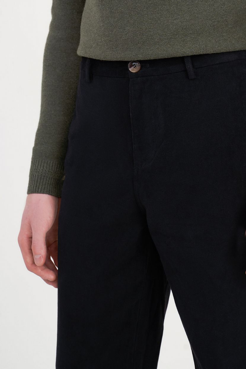 Прямые брюки из хлопка (арт. baon B7923512), размер S, цвет черный Прямые брюки из хлопка (арт. baon B7923512) - фото 4