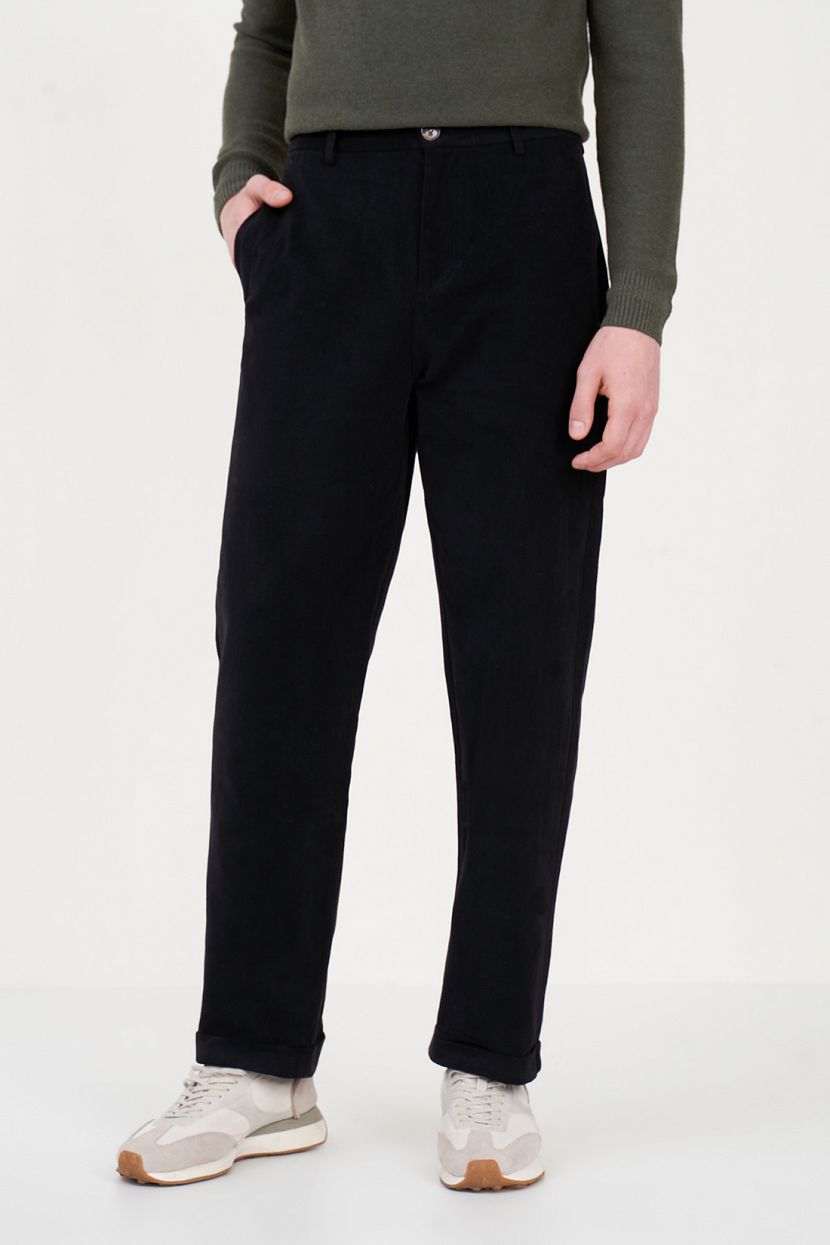 Прямые брюки из хлопка (арт. baon B7923512), размер S, цвет черный