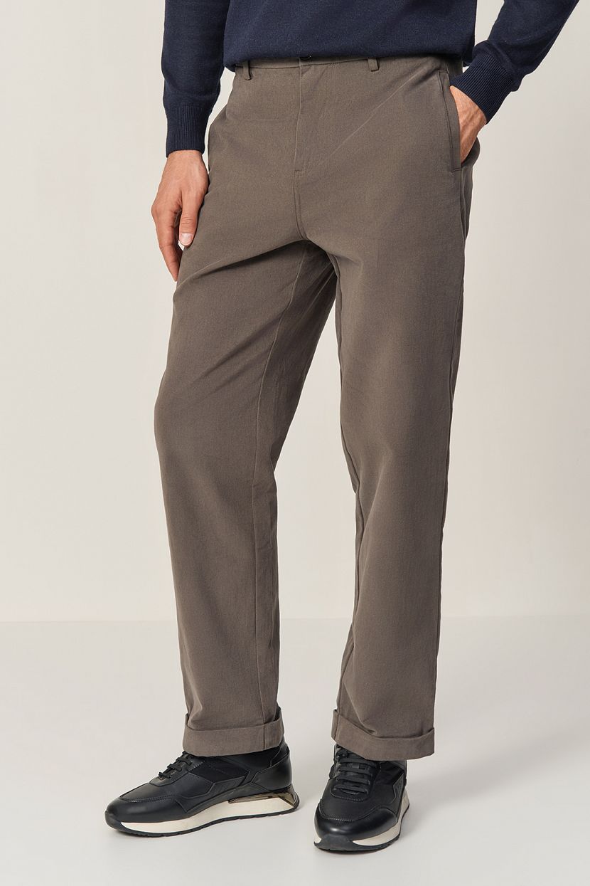 Прямые брюки из хлопка, M, серый