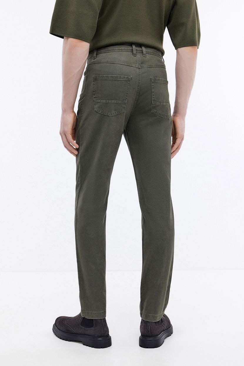 Классические брюки из хлопка  (арт. BAON B7924005), размер M, цвет зеленый Классические брюки из хлопка  (арт. BAON B7924005) - фото 3