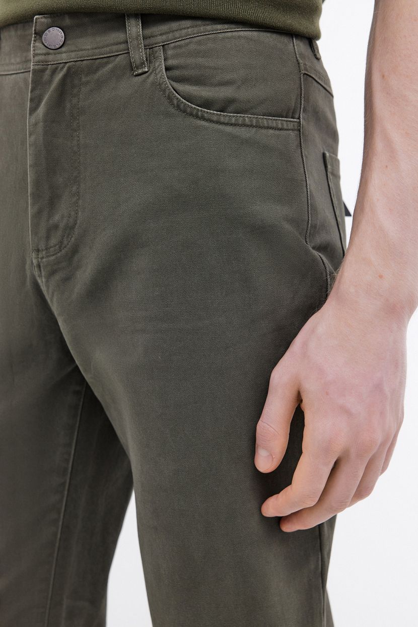 Классические брюки из хлопка  (арт. BAON B7924005), размер M, цвет зеленый Классические брюки из хлопка  (арт. BAON B7924005) - фото 4