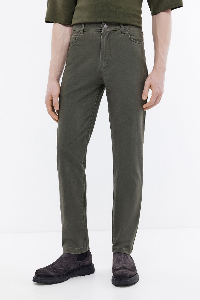 Классические брюки из хлопка  (арт. BAON B7924005), размер M, цвет зеленый