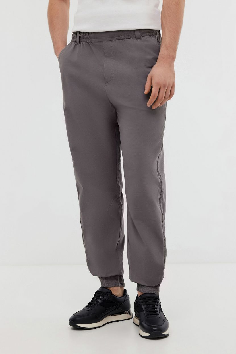 Брюки джоггеры однотонные из хлопка S серый 2969₽