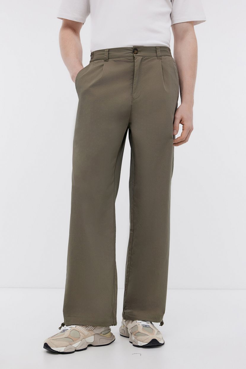 Широкие брюки джоггеры из хлопка, XXL, зеленый