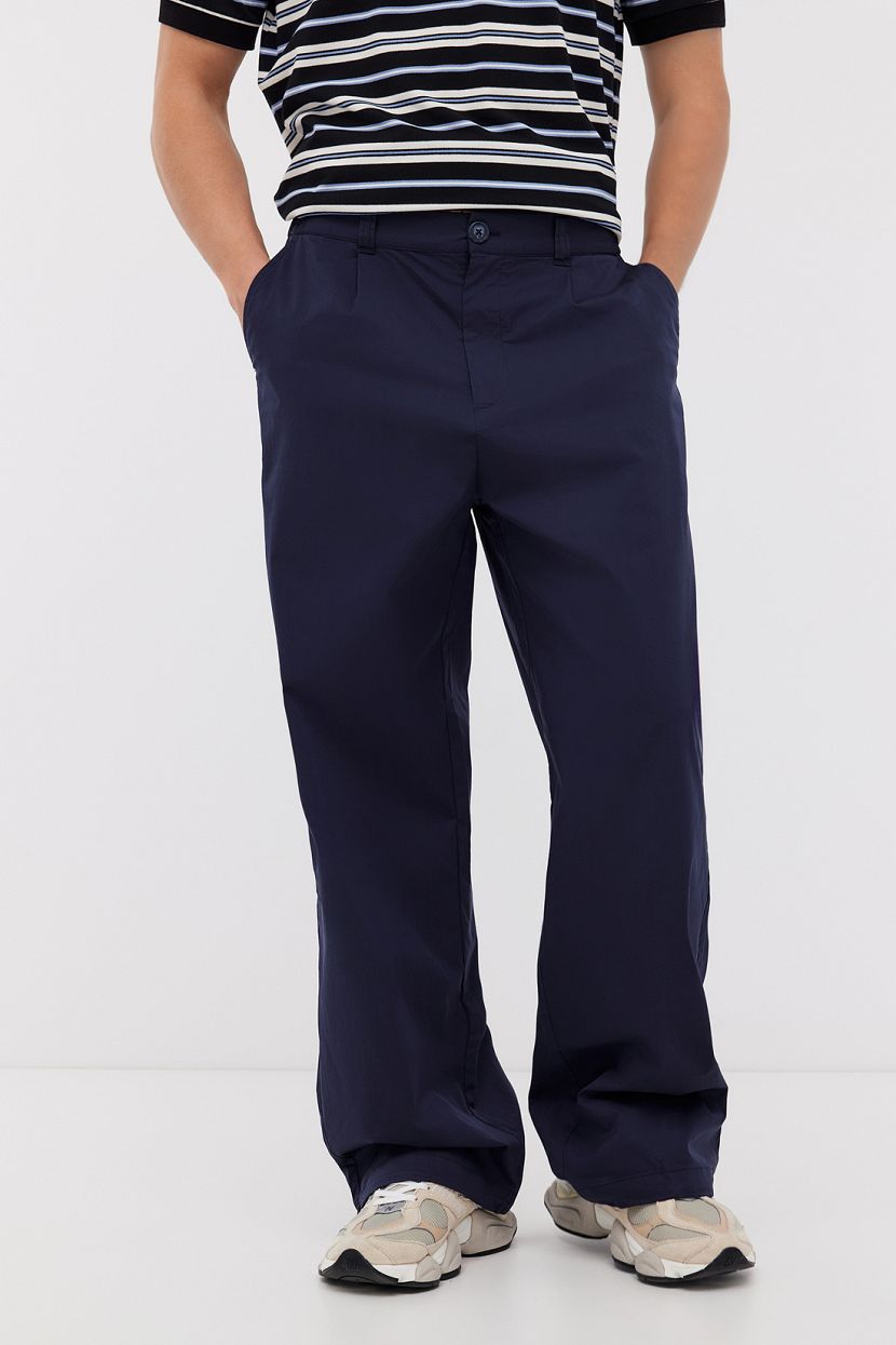 Широкие брюки джоггеры из хлопка, XXL, синий цена и фото