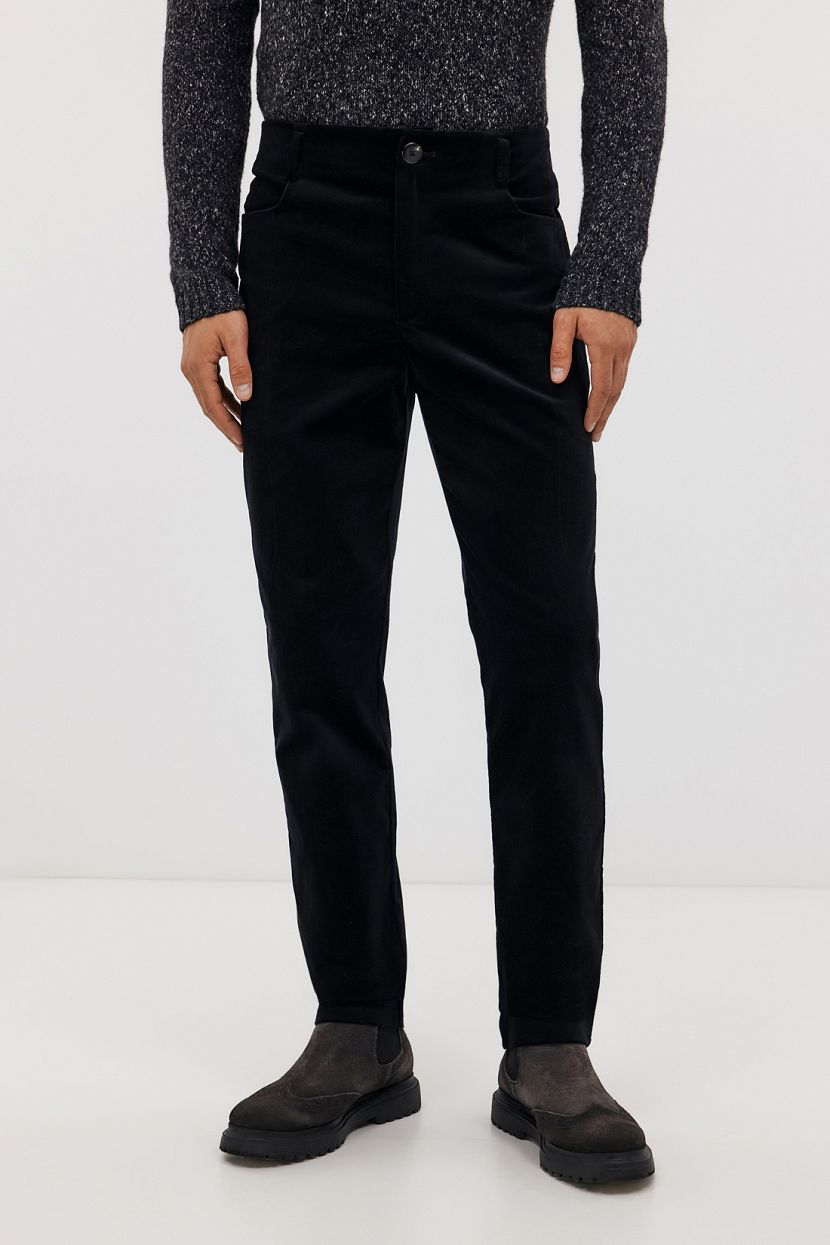 Брюки из хлопкового вельвета, 3XL, черный
