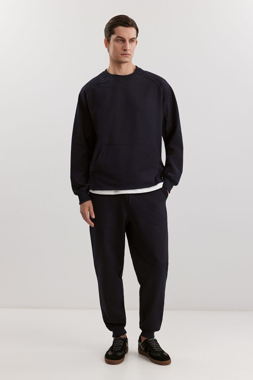 Брюки-джоггеры из смесового хлопка, 3XL, синий