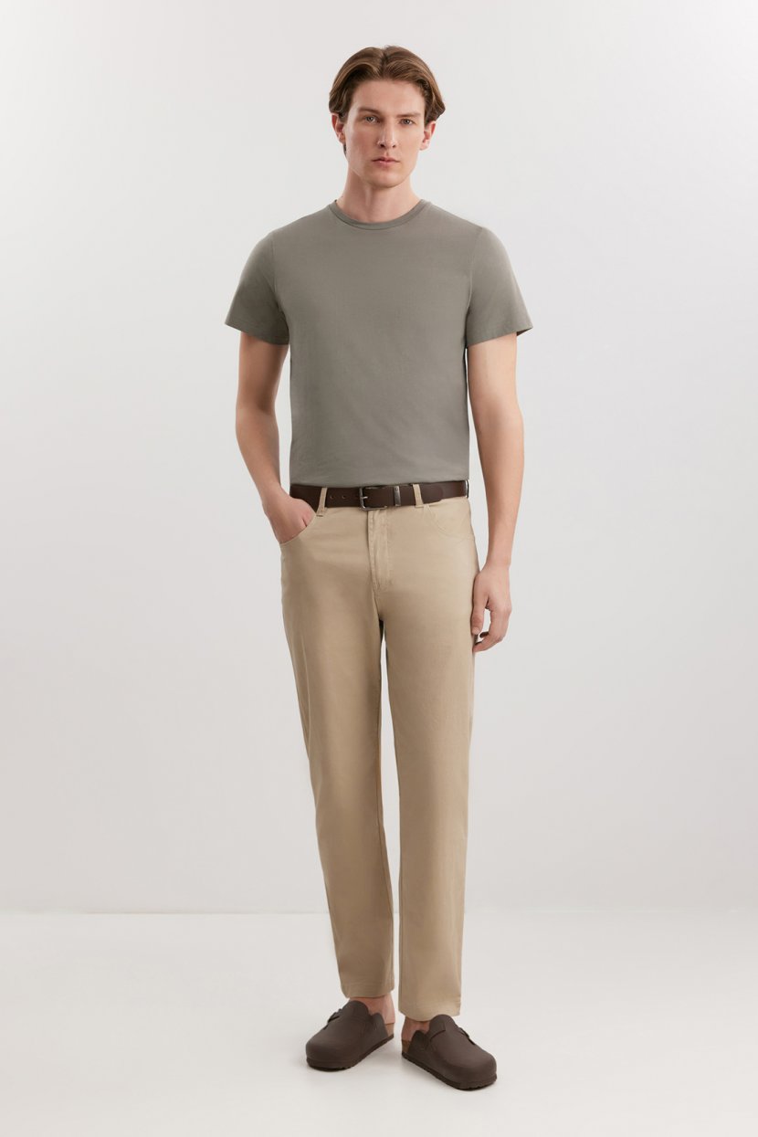 Брюки из хлопка 3XL бежевый 6199₽