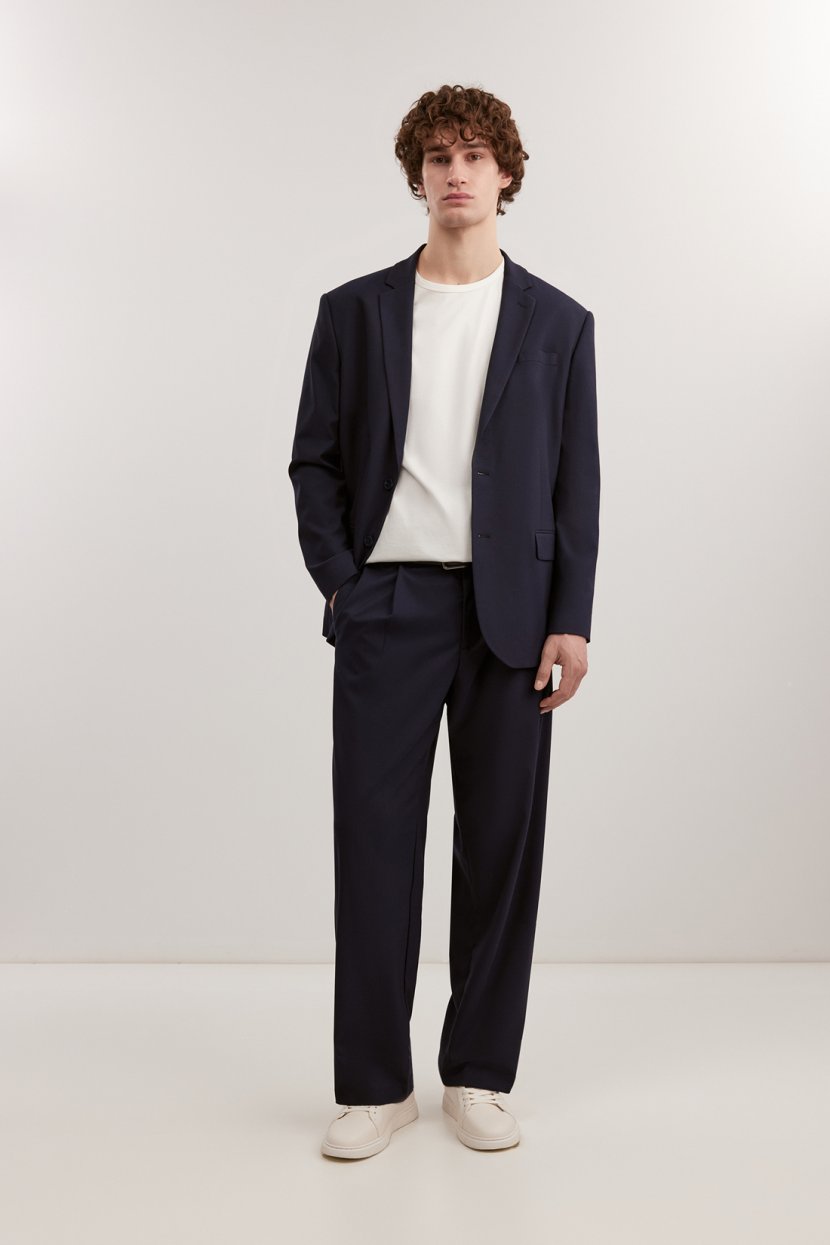 Костюмные брюки в елочку со складками 8799₽