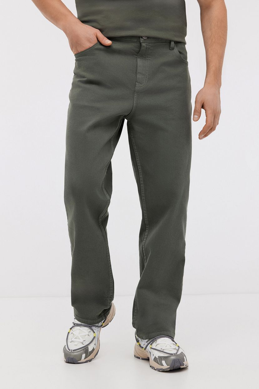 Джинсы прямые из хлопкового твила 34 зеленый 3449₽