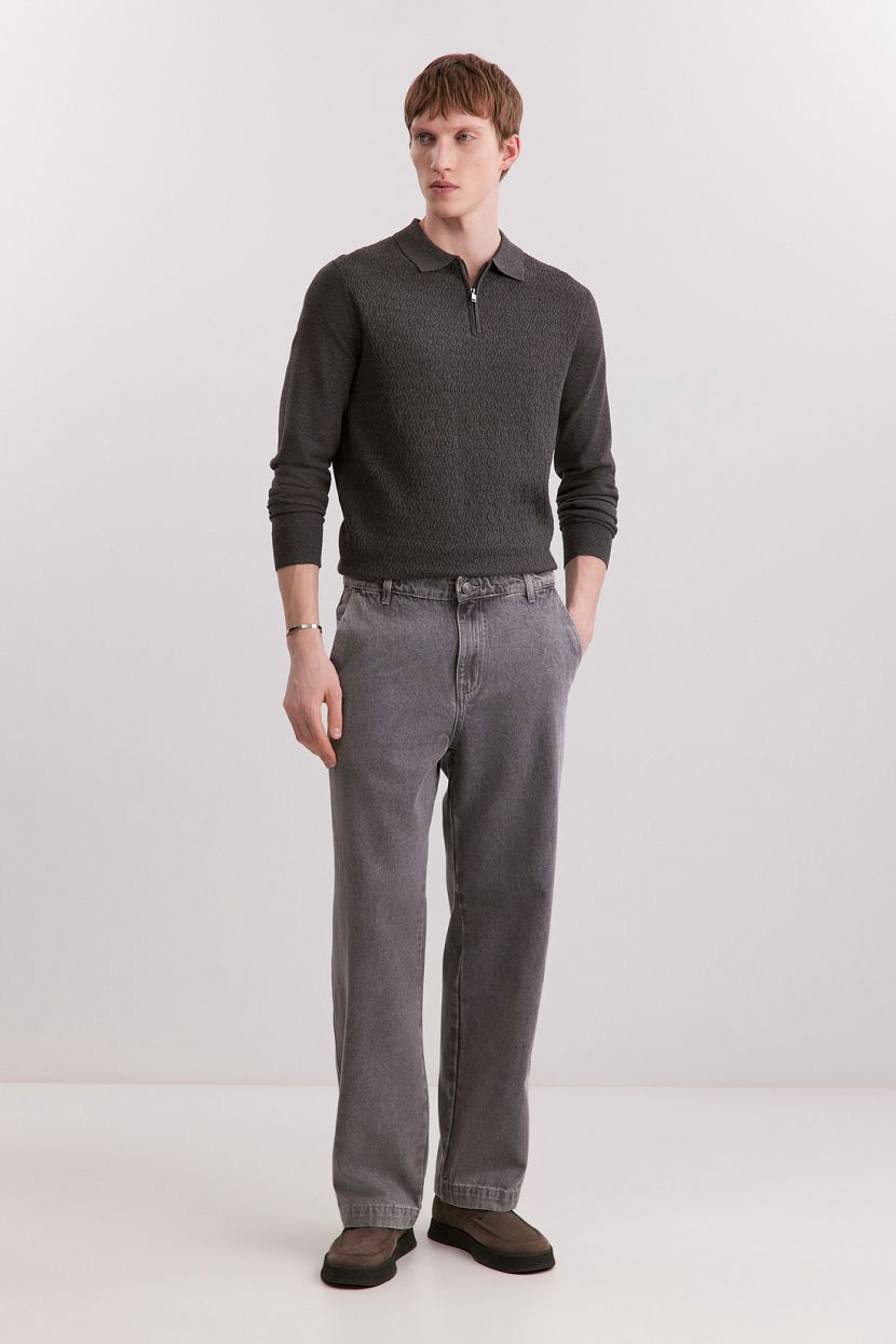 Джинсы багги из смесового хлопкового твила 31 серый 3799₽