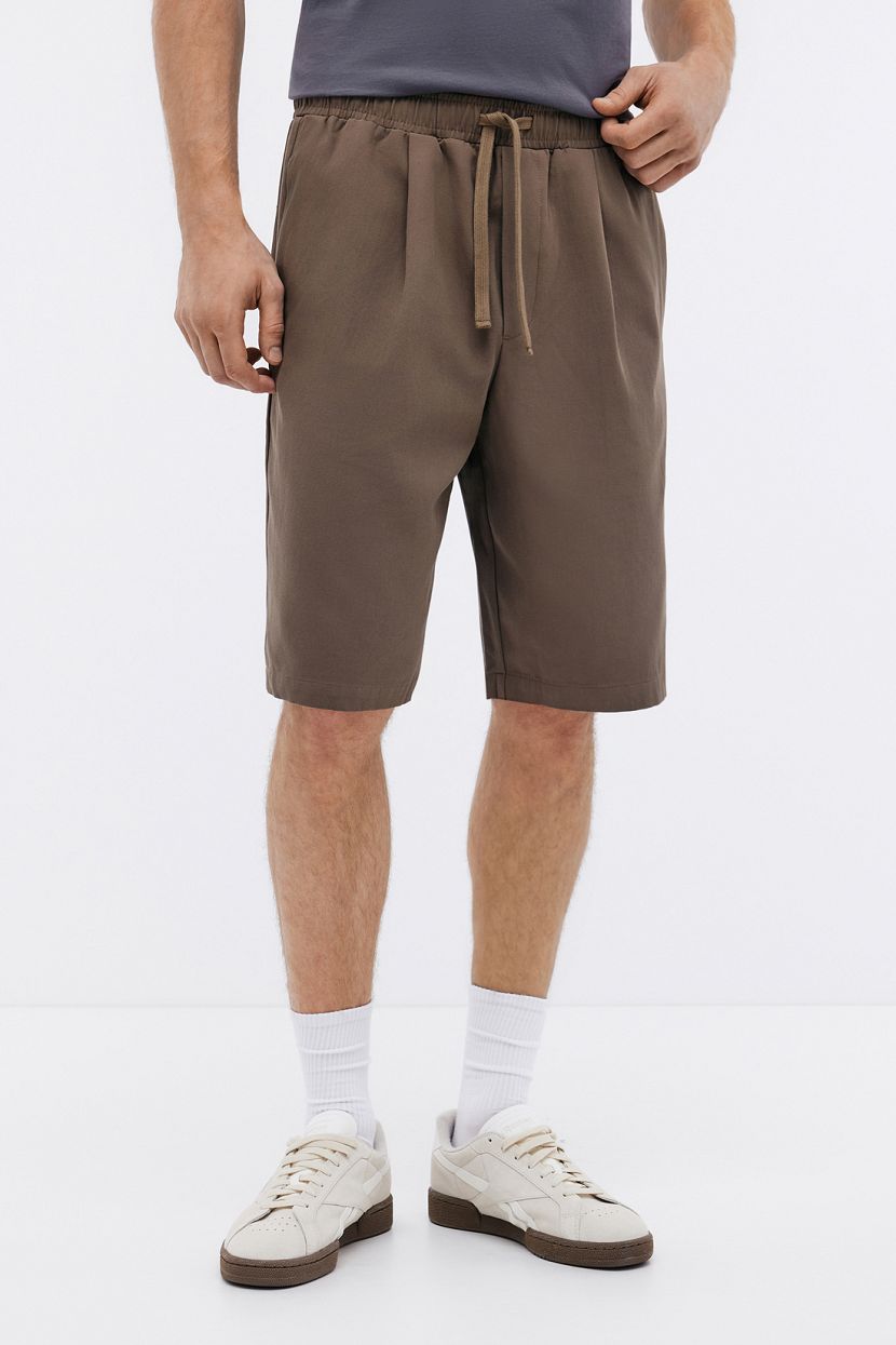 Шорты из хлопка с эластичным поясом 3XL коричневый 3599₽
