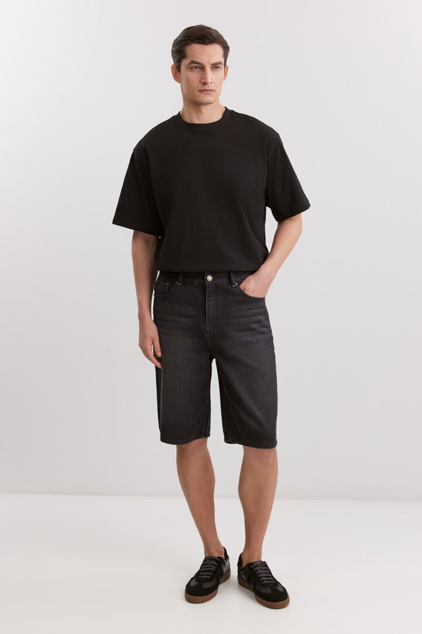 Шорты из смесового хлопкового денима 31 черный 3299₽