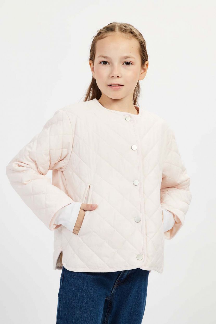 Стёганая куртка для девочки, 134, розовый