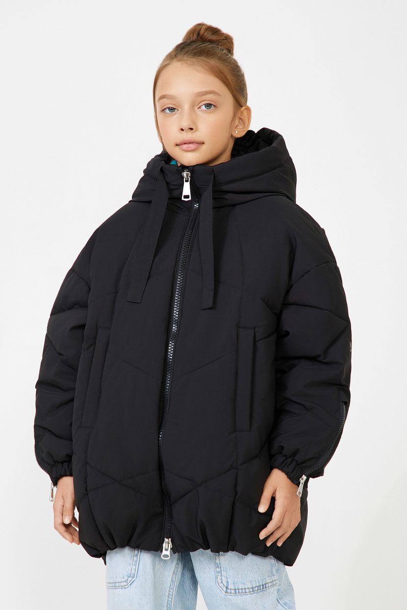 Куртка-кокон для девочки, 152-158, черный