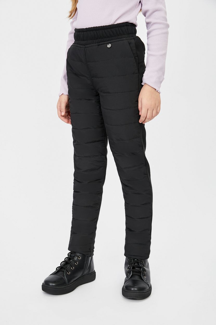 Утеплённые брюки для девочки, 152-158, черный