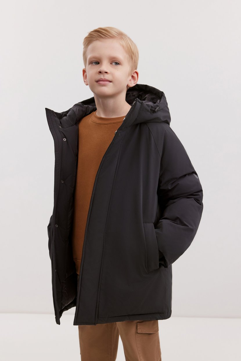 Пуховое полупальто с капюшоном 19999₽