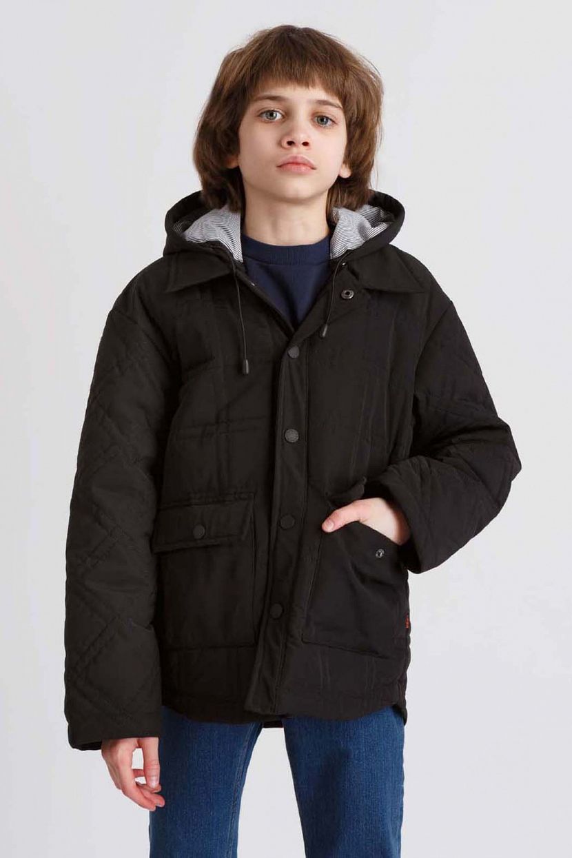 цена Куртка для мальчика, 134, черный
