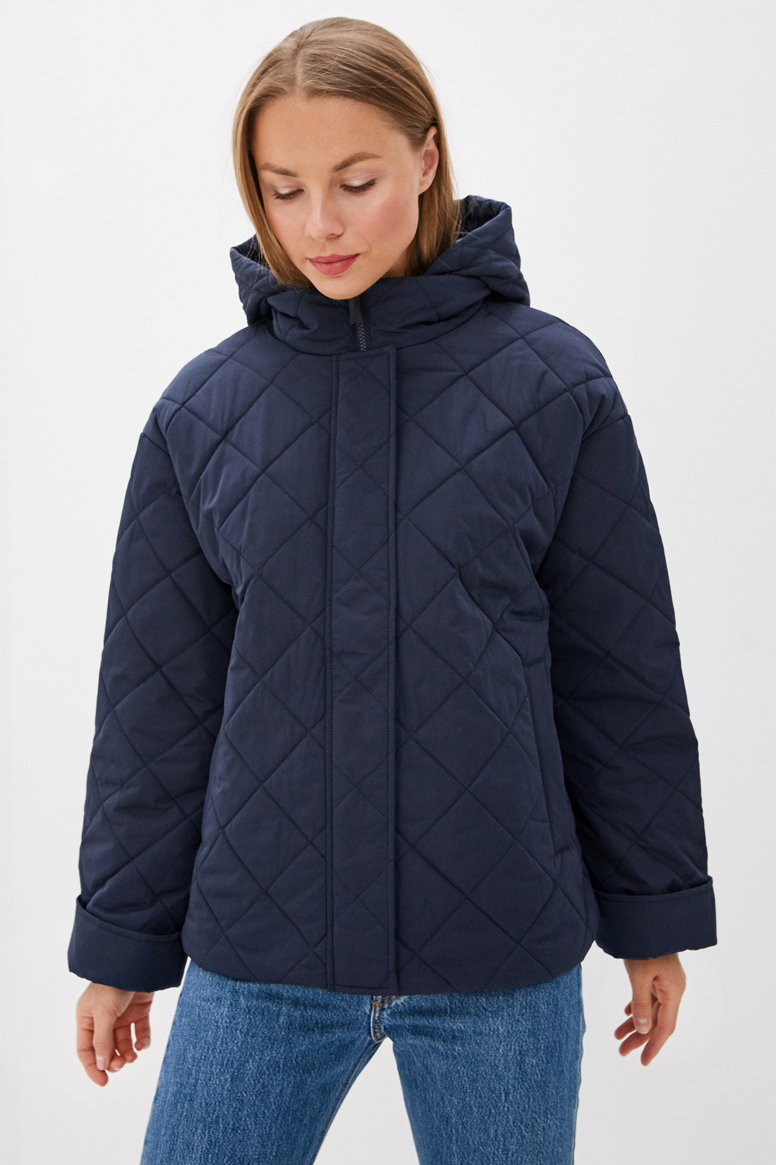 Стёганая куртка-оверсайз (арт. baon B030052), размер M, цвет синий Стёганая куртка-оверсайз (арт. baon B030052) - фото 1