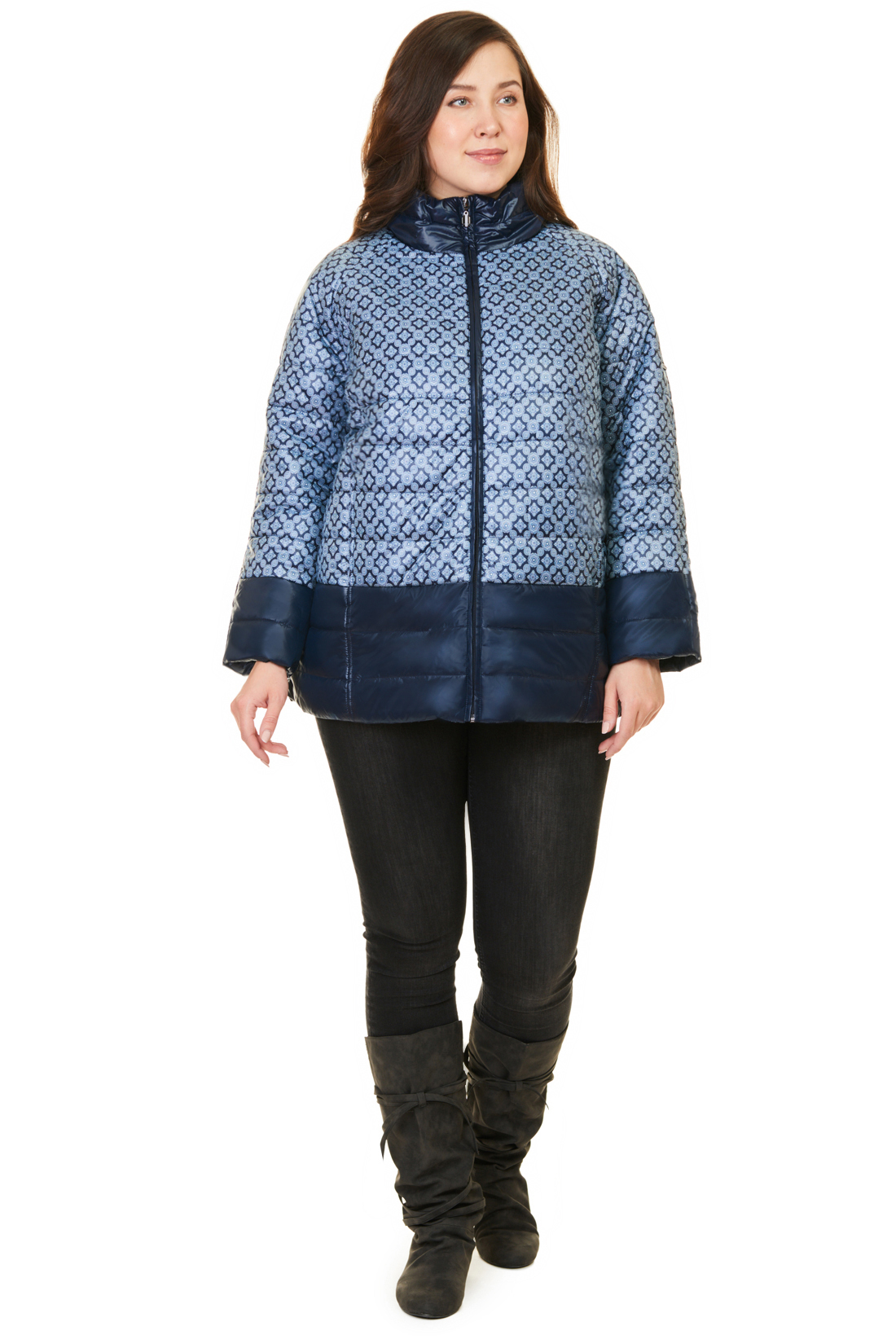 Куртка SIZE+ с орнаментом (арт. baon B037121), размер 56, цвет dark navy printed#синий Куртка SIZE+ с орнаментом (арт. baon B037121) - фото 5