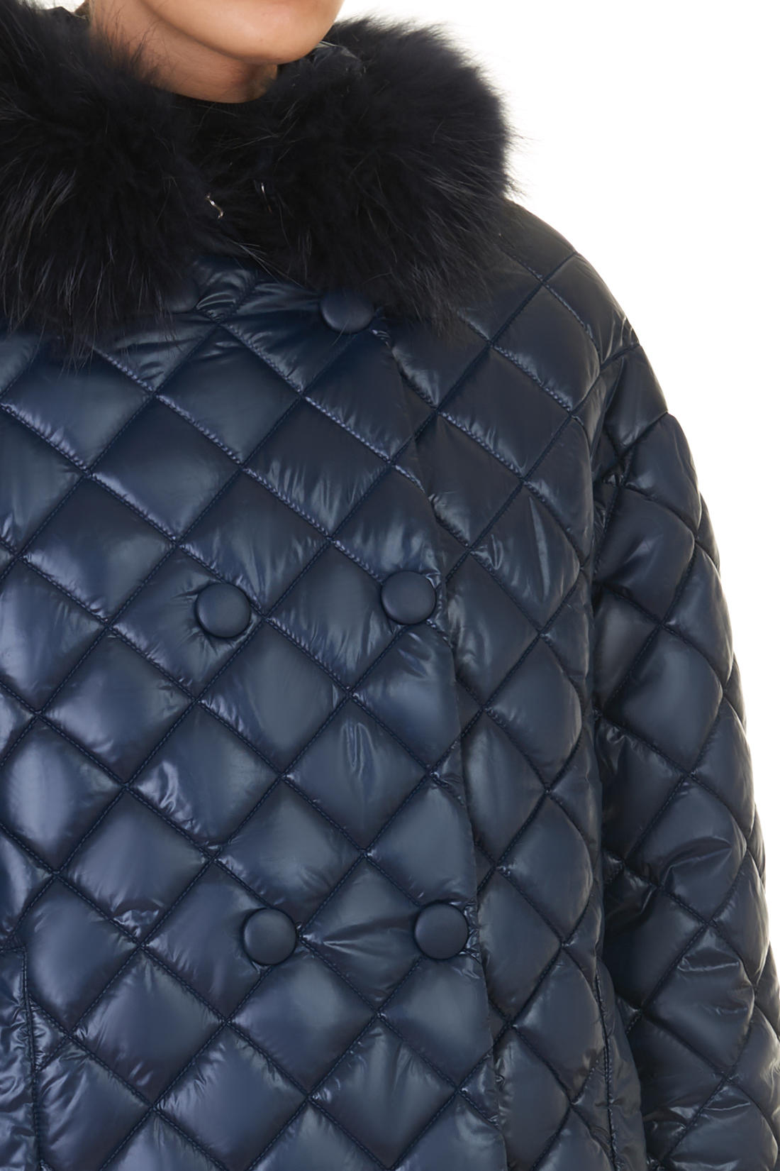 Куртка с меховым воротником и съёмными манжетами (арт. baon B037527), размер L, цвет синий Куртка с меховым воротником и съёмными манжетами (арт. baon B037527) - фото 4