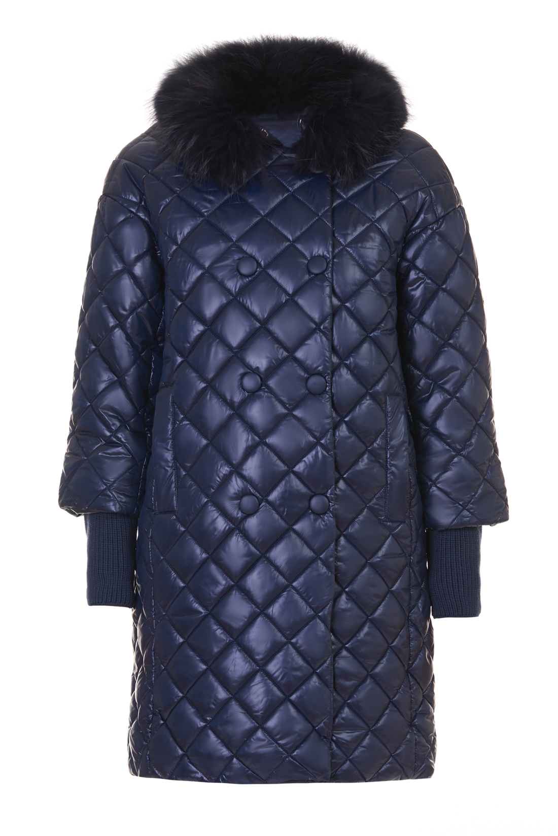 Куртка с меховым воротником и съёмными манжетами (арт. baon B037527), размер L, цвет синий Куртка с меховым воротником и съёмными манжетами (арт. baon B037527) - фото 3