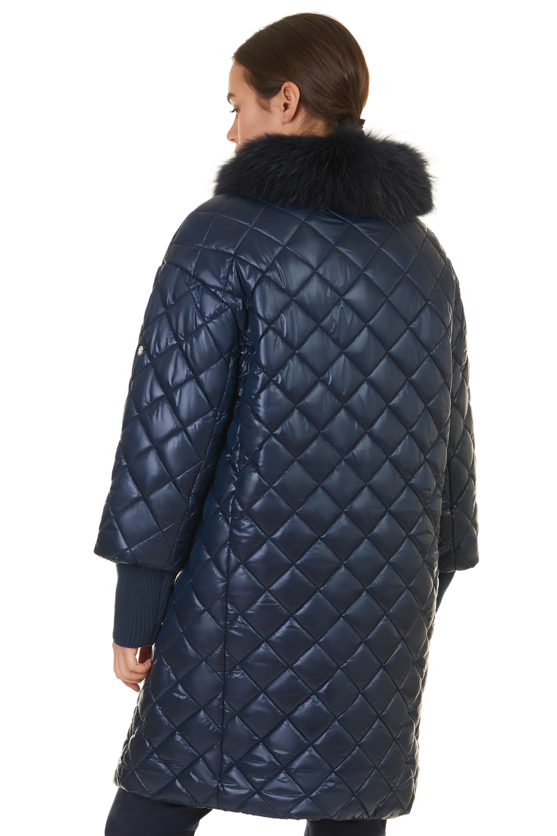 Куртка с меховым воротником и съёмными манжетами (арт. baon B037527), размер L, цвет синий Куртка с меховым воротником и съёмными манжетами (арт. baon B037527) - фото 2