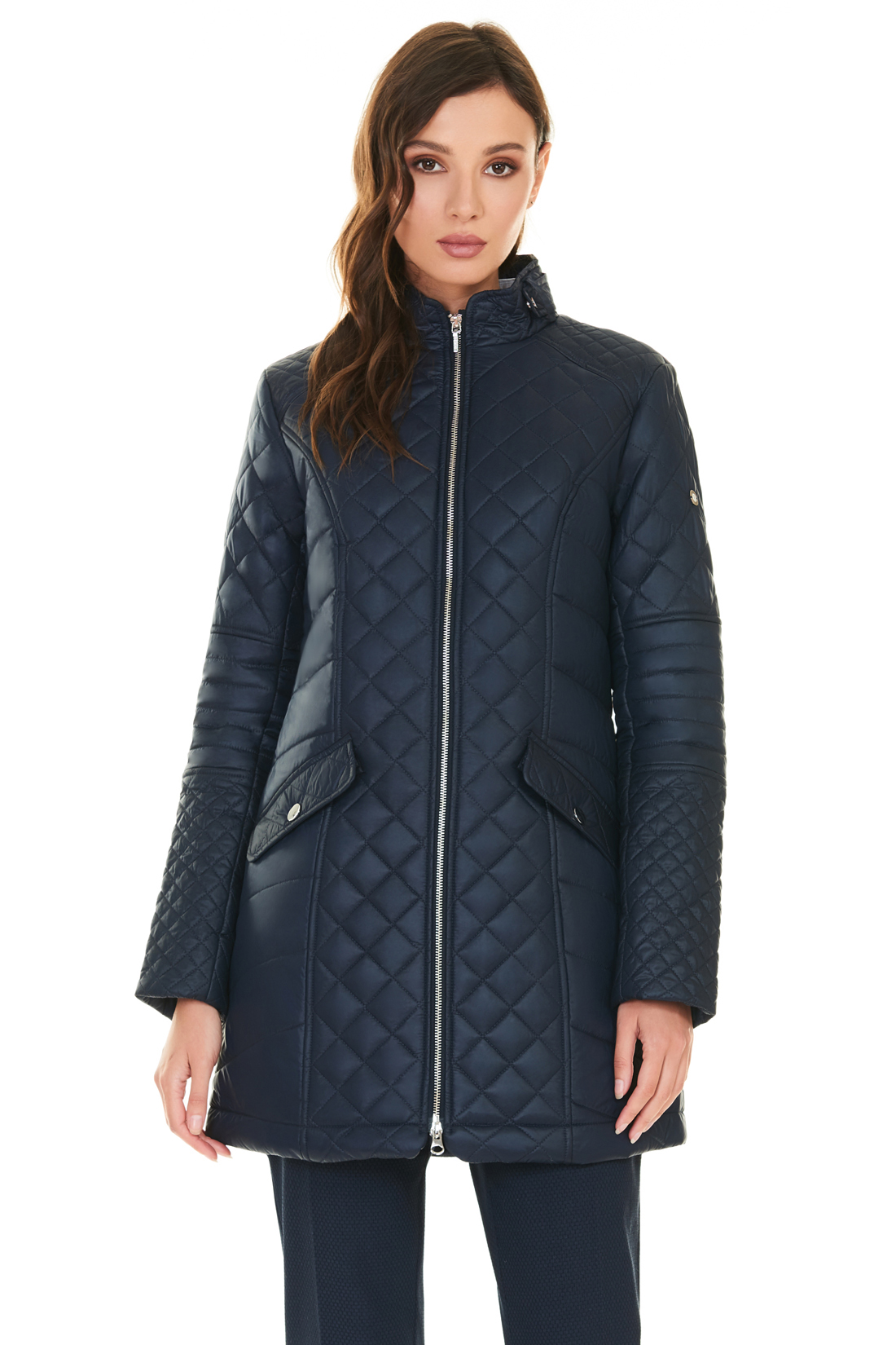 Удлинённая стёганая куртка (арт. baon B037535), размер XL, цвет синий Удлинённая стёганая куртка (арт. baon B037535) - фото 1