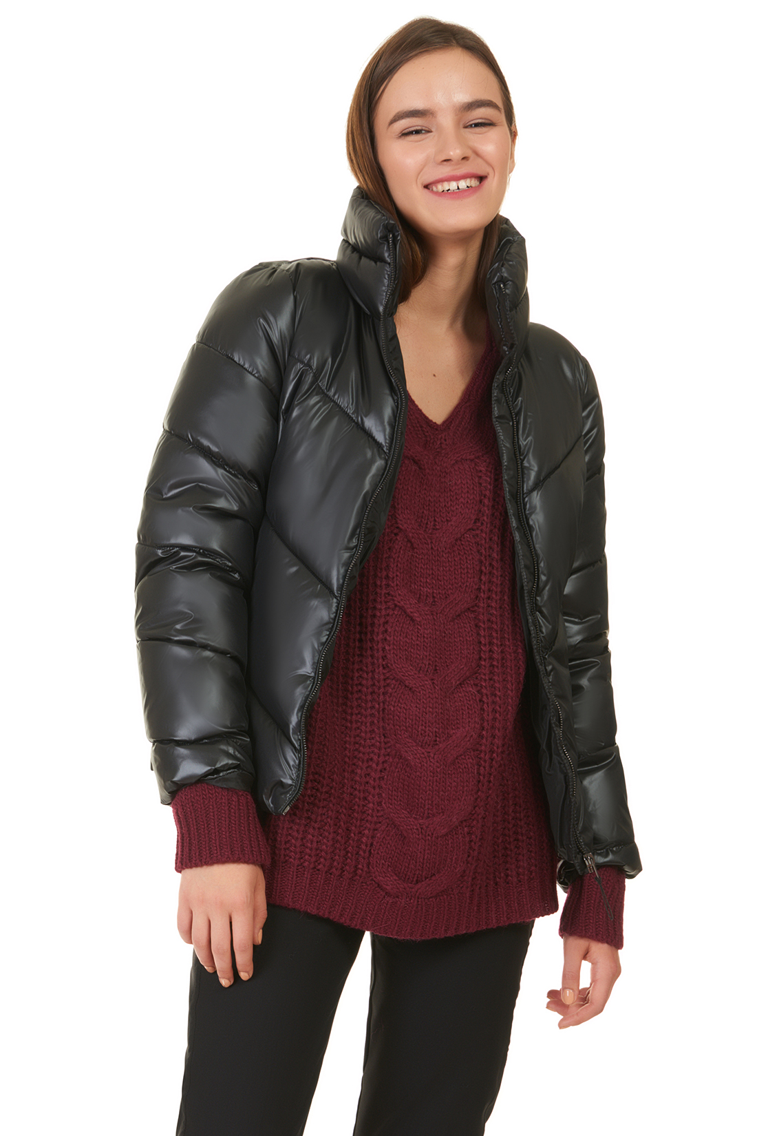 Укороченная дутая куртка (арт. baon B037565), размер S, цвет черный Укороченная дутая куртка (арт. baon B037565) - фото 1