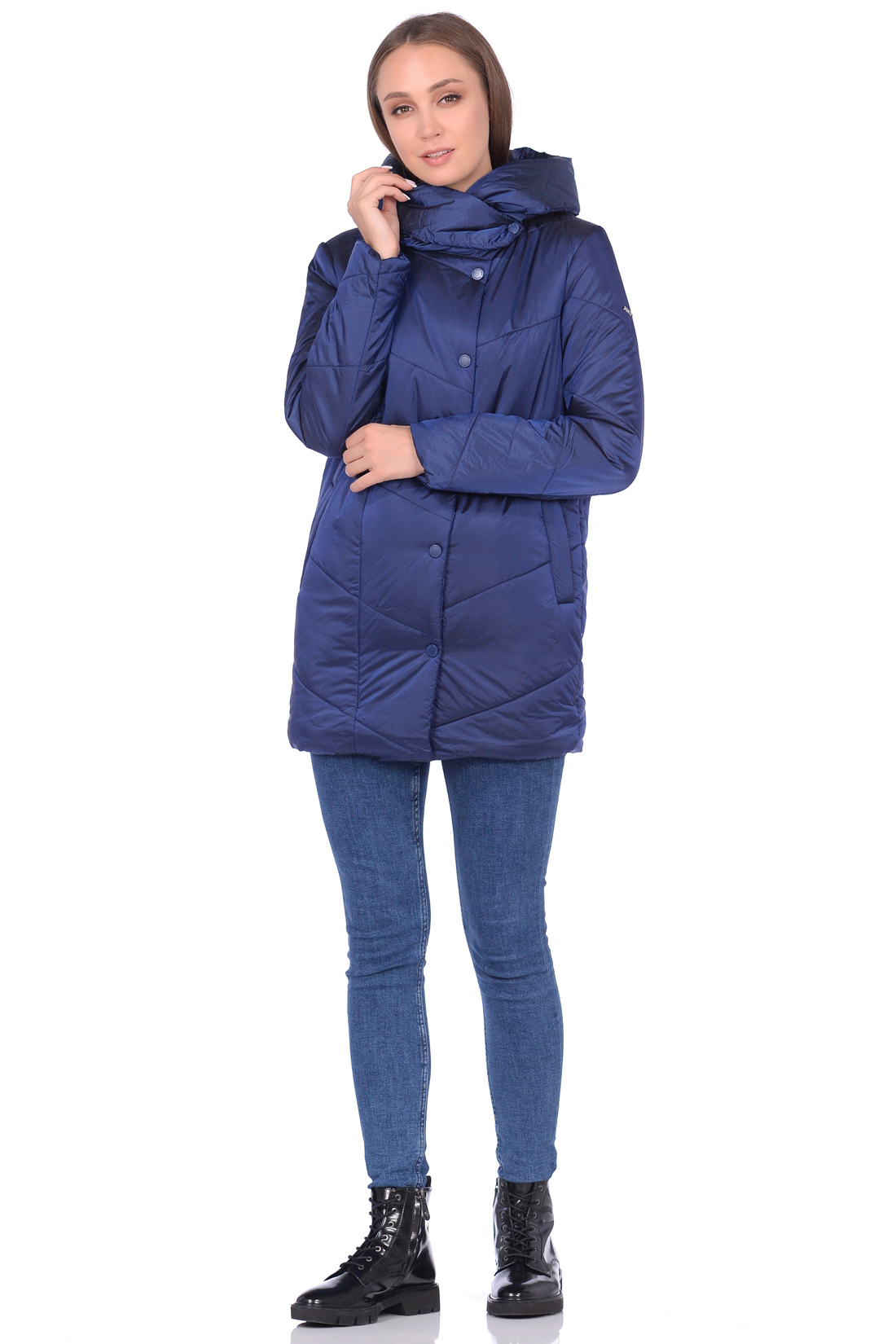 Куртка с капюшоном и асимметричной застёжкой (арт. baon B038524), размер L, цвет синий Куртка с капюшоном и асимметричной застёжкой (арт. baon B038524) - фото 5