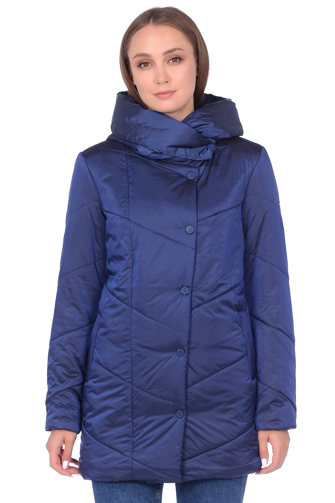 Куртка с капюшоном и асимметричной застёжкой (арт. baon B038524), размер L, цвет синий Куртка с капюшоном и асимметричной застёжкой (арт. baon B038524) - фото 1