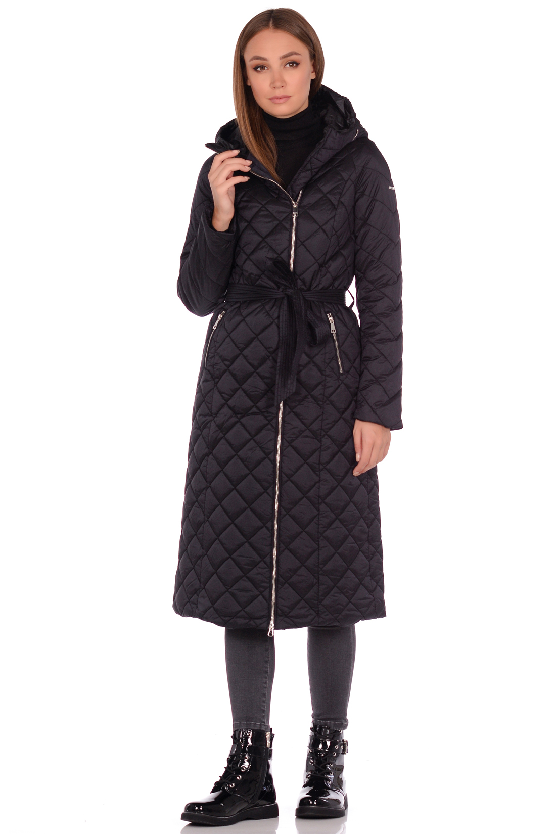 Длинная стёганая куртка (арт. baon B038547), размер L, цвет черный Длинная стёганая куртка (арт. baon B038547) - фото 1