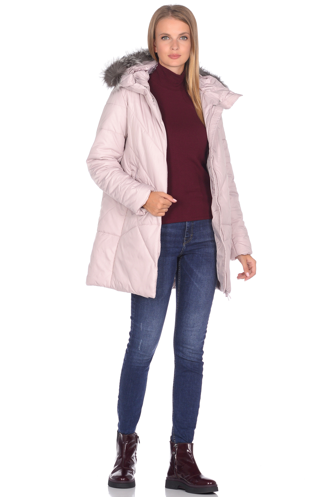 Куртка с мехом чернобурки (арт. baon B038562), размер XXL, цвет розовый Куртка с мехом чернобурки (арт. baon B038562) - фото 5