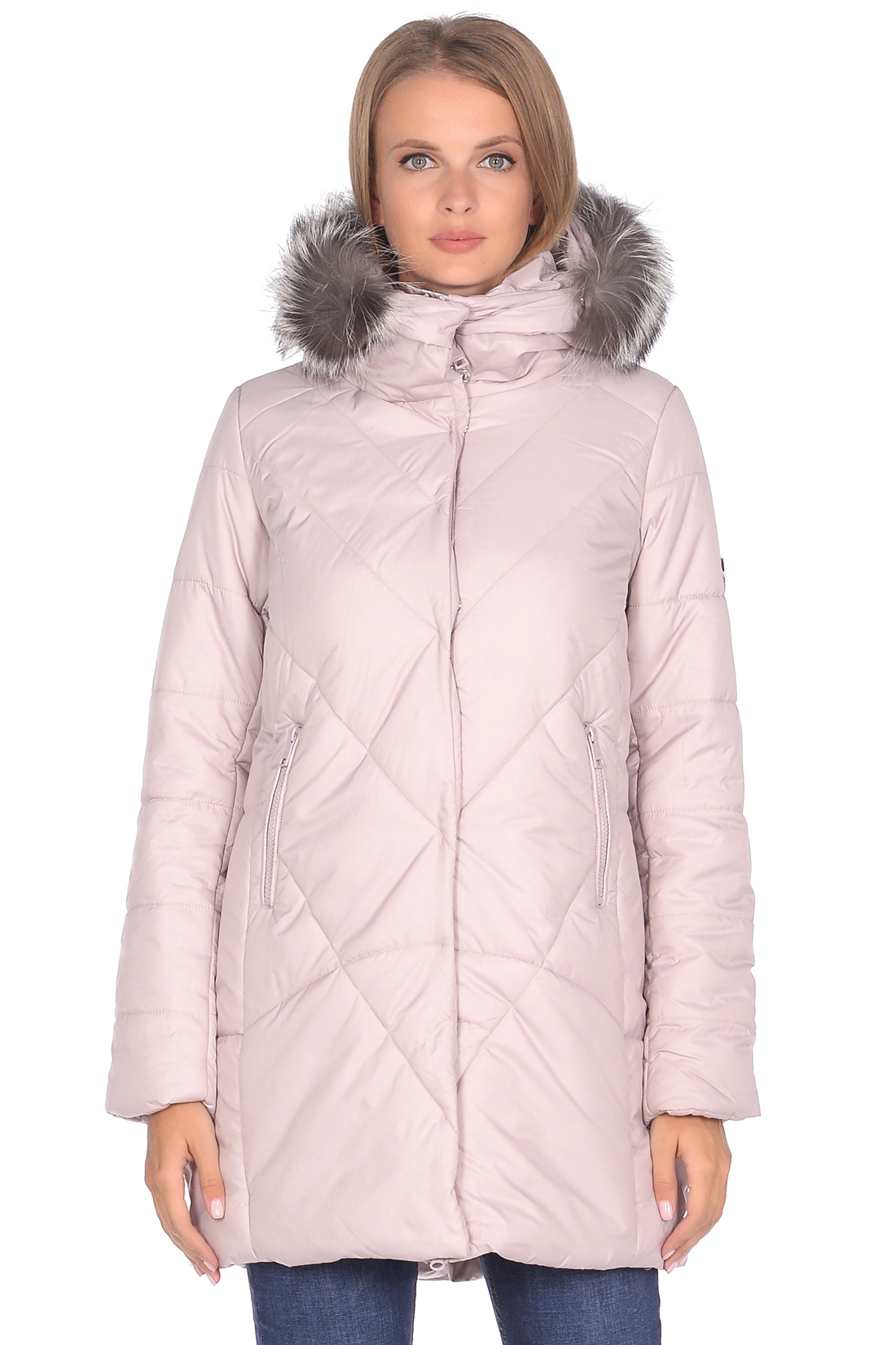 Куртка с мехом чернобурки (арт. baon B038562), размер XXL, цвет розовый Куртка с мехом чернобурки (арт. baon B038562) - фото 1