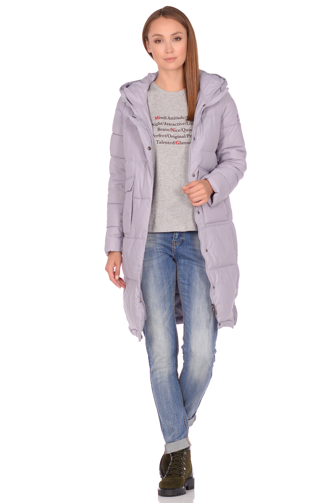 Куртка-кокон с накладными карманами (арт. baon B038582), размер XXL, цвет сиреневый Куртка-кокон с накладными карманами (арт. baon B038582) - фото 5