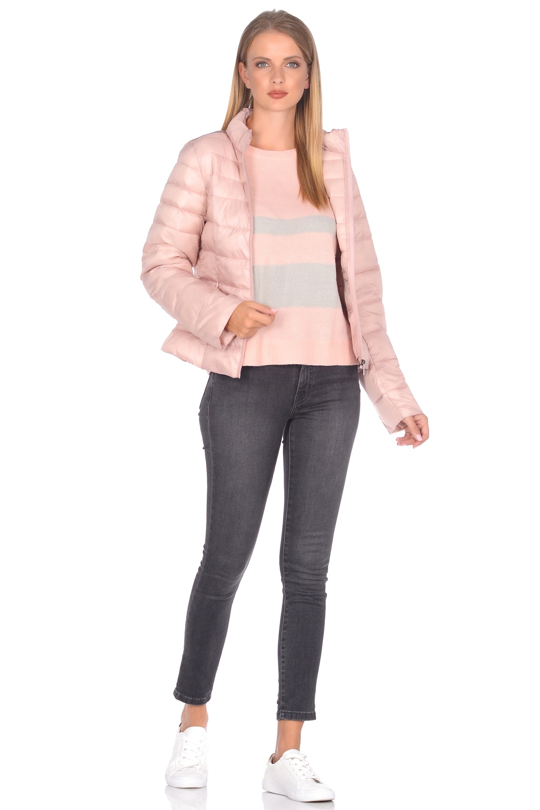 Приталенная куртка с продольной простёжкой (арт. baon B038599), размер XS, цвет розовый Приталенная куртка с продольной простёжкой (арт. baon B038599) - фото 4