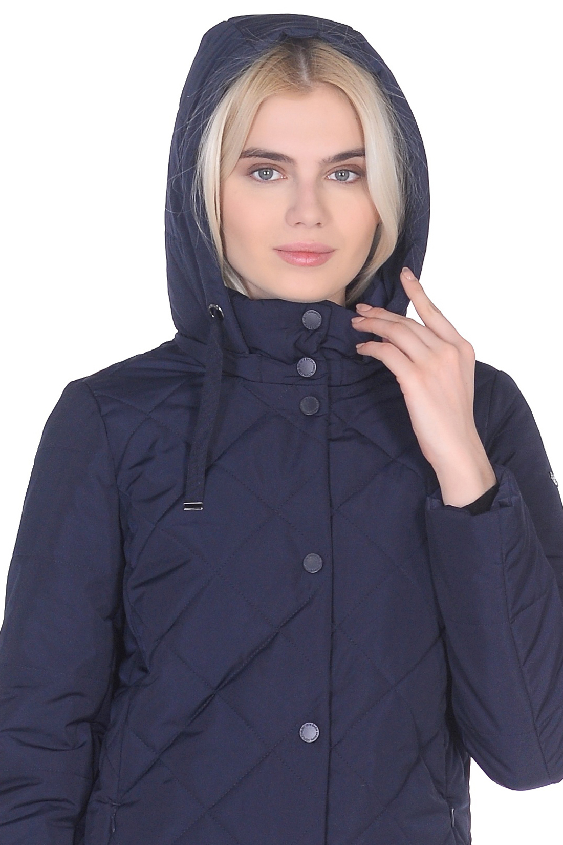 Удлинённая стёганая куртка с капюшоном (арт. baon B039022), размер L, цвет синий Удлинённая стёганая куртка с капюшоном (арт. baon B039022) - фото 3