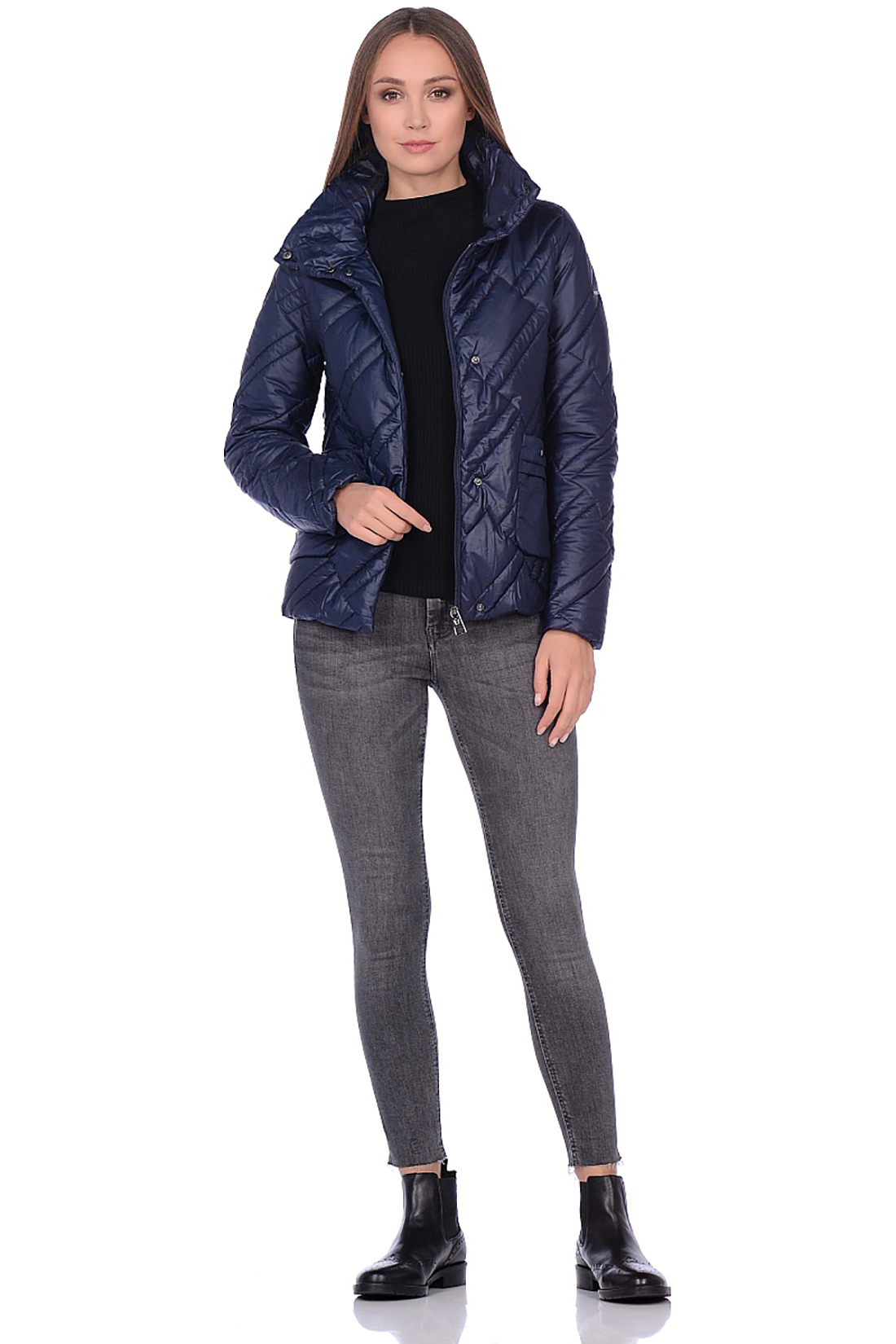 Укороченная куртка с простёжкой (арт. baon B039502), размер M, цвет синий Укороченная куртка с простёжкой (арт. baon B039502) - фото 3