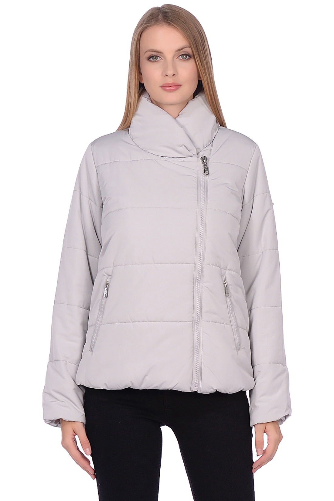 Короткая куртка с асимметричной застёжкой (арт. baon B039506), размер S, цвет серый Короткая куртка с асимметричной застёжкой (арт. baon B039506) - фото 1
