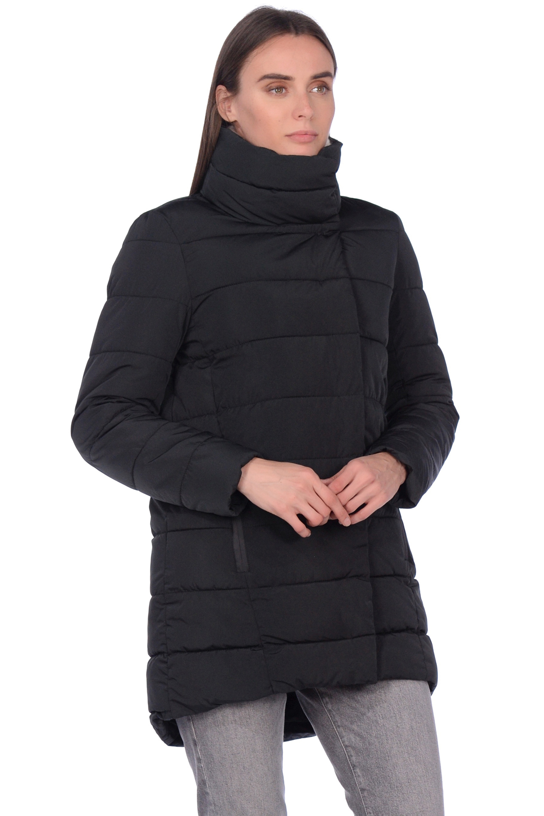 Чёрная куртка с удлинённой спинкой (арт. baon B039563), размер XXL, цвет черный Чёрная куртка с удлинённой спинкой (арт. baon B039563) - фото 1