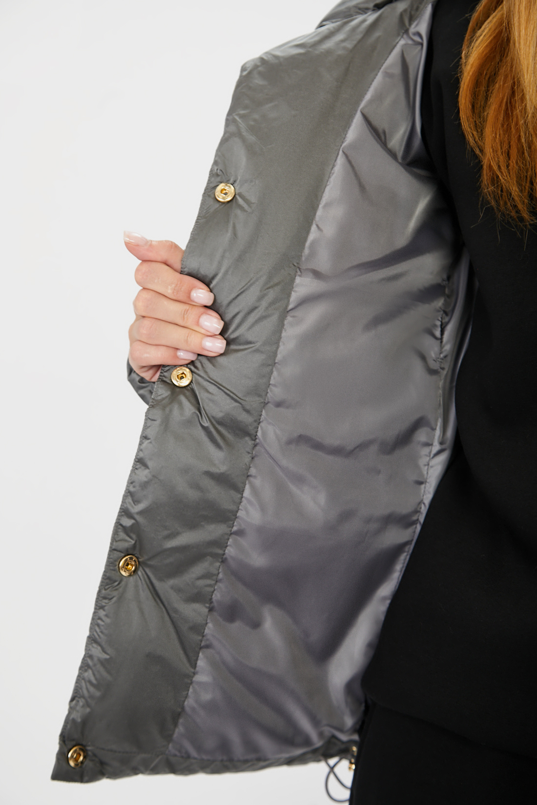 Куртка (Эко пух) (арт. baon B041514), размер L, цвет серый Куртка (Эко пух) (арт. baon B041514) - фото 4