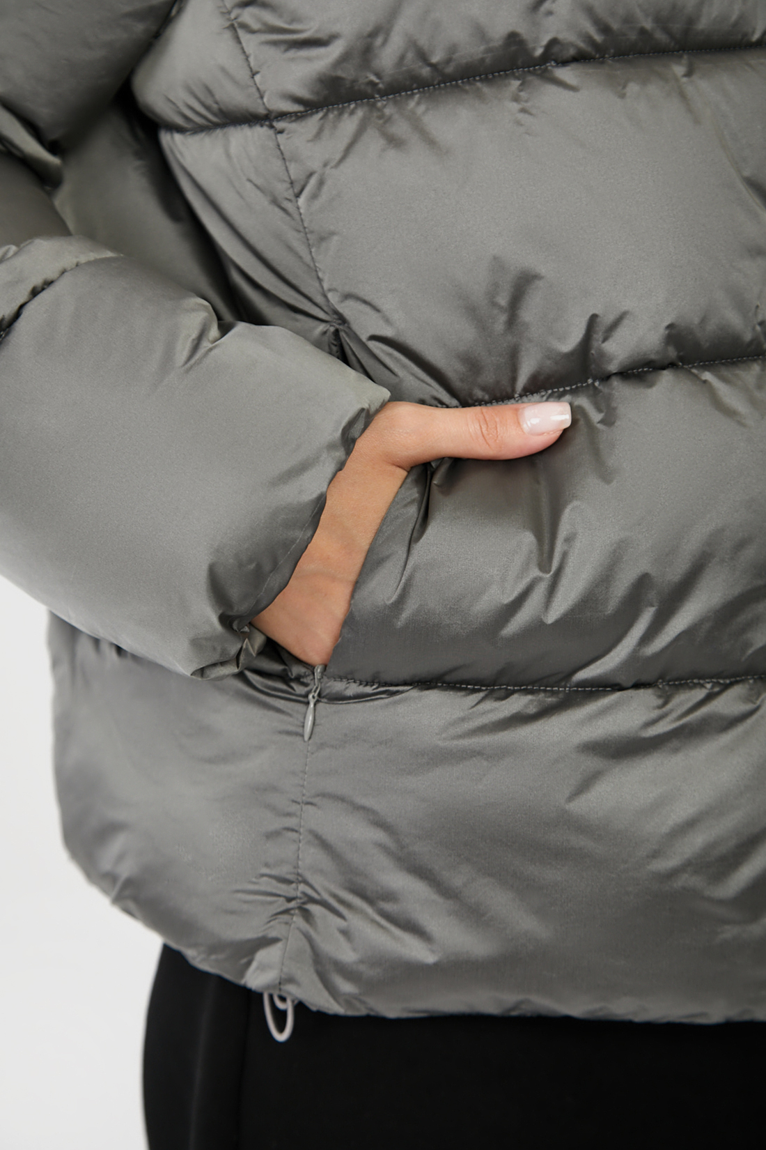 Куртка (Эко пух) (арт. baon B041514), размер L, цвет серый Куртка (Эко пух) (арт. baon B041514) - фото 3