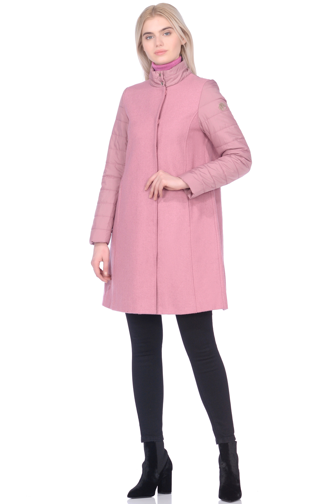 Пальто из комбинированных материалов (арт. baon B069004), размер XL, цвет розовый