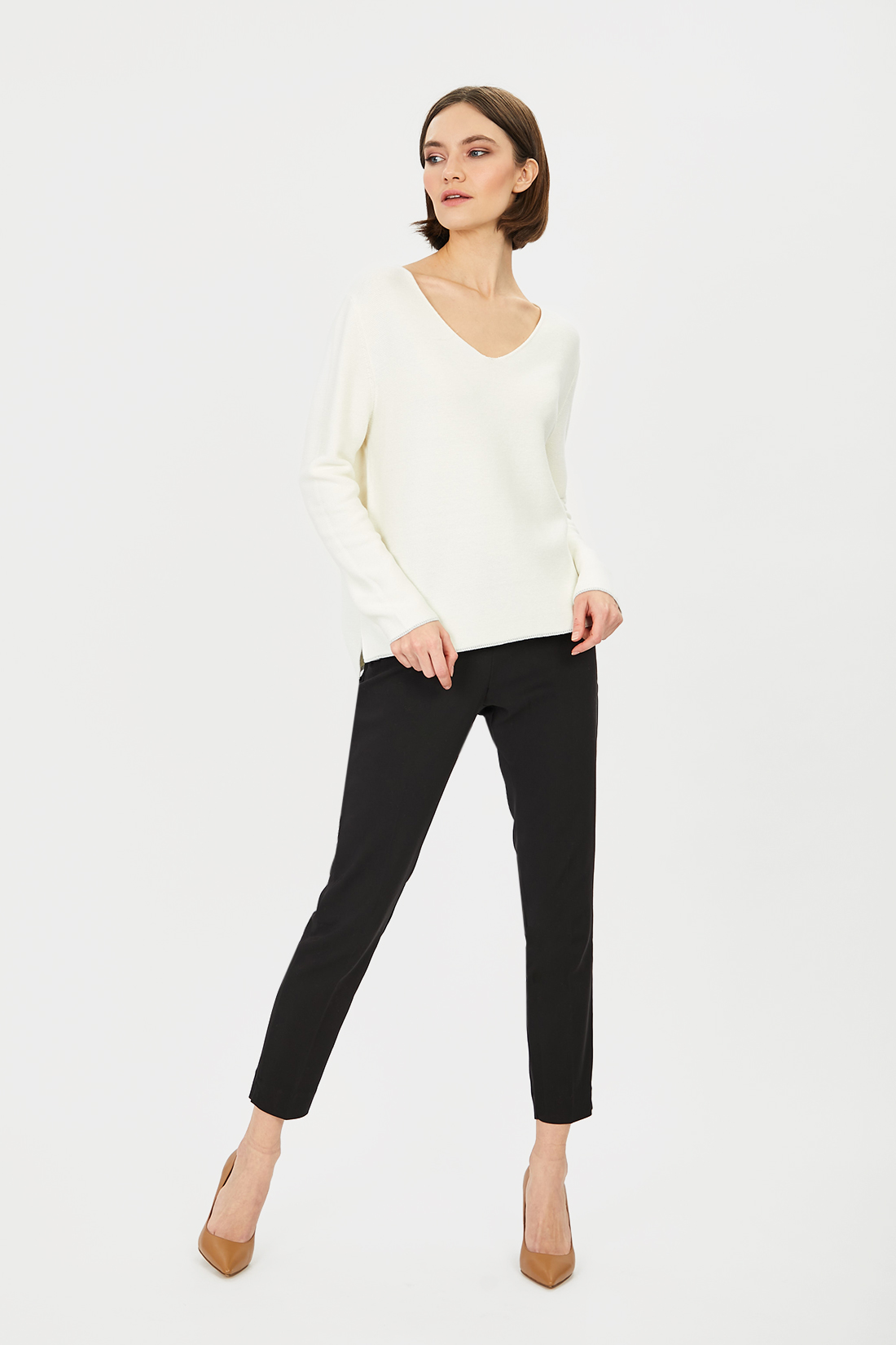 Пуловер с мерцающей отделкой (арт. baon B131028), размер XL, цвет белый Пуловер с мерцающей отделкой (арт. baon B131028) - фото 4