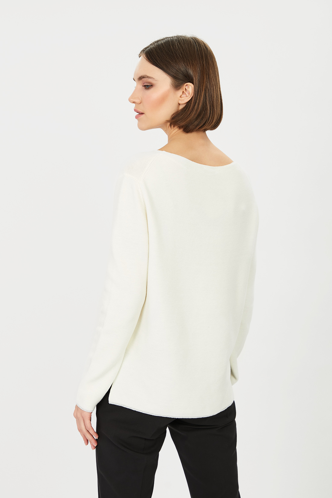Пуловер с мерцающей отделкой (арт. baon B131028), размер XL, цвет белый Пуловер с мерцающей отделкой (арт. baon B131028) - фото 2