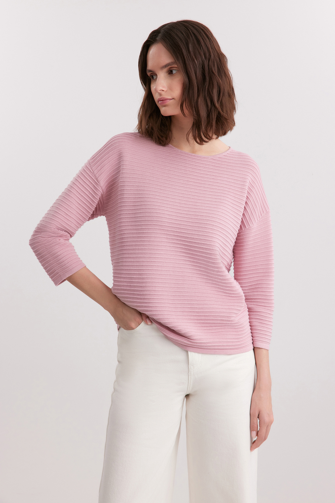 Базовый джемпер с рельефными полосками  Baon B131205